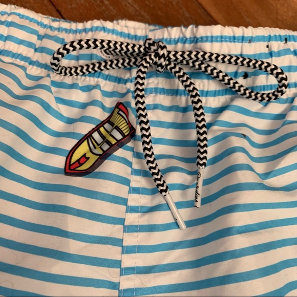 Boardies Blue and White Stripe Swim Trunks - Picture 3 of 12